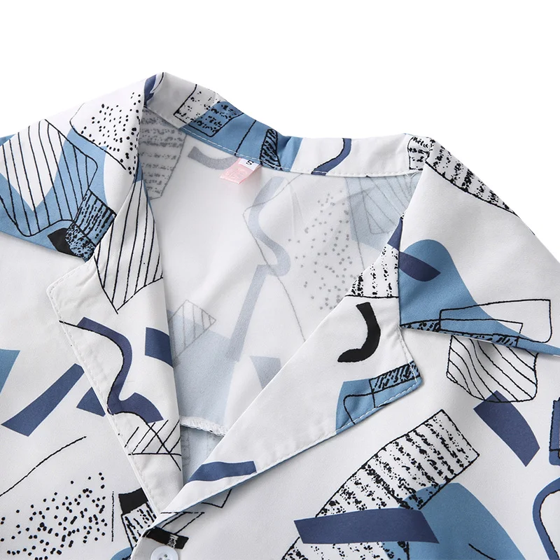 

Casual Shirt Summer Harajuku Printing Short Sleeve Shirts Women Blusas Tops Retro Print Chiffon Blouses