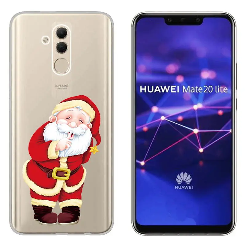 Christmas Festive Santa Reindeer Printed Soft TPU Case sFor Huawei P Smart Y5 2017 Y6 2018 Mate 20 Lite Honor 10 8X Clear Cover |