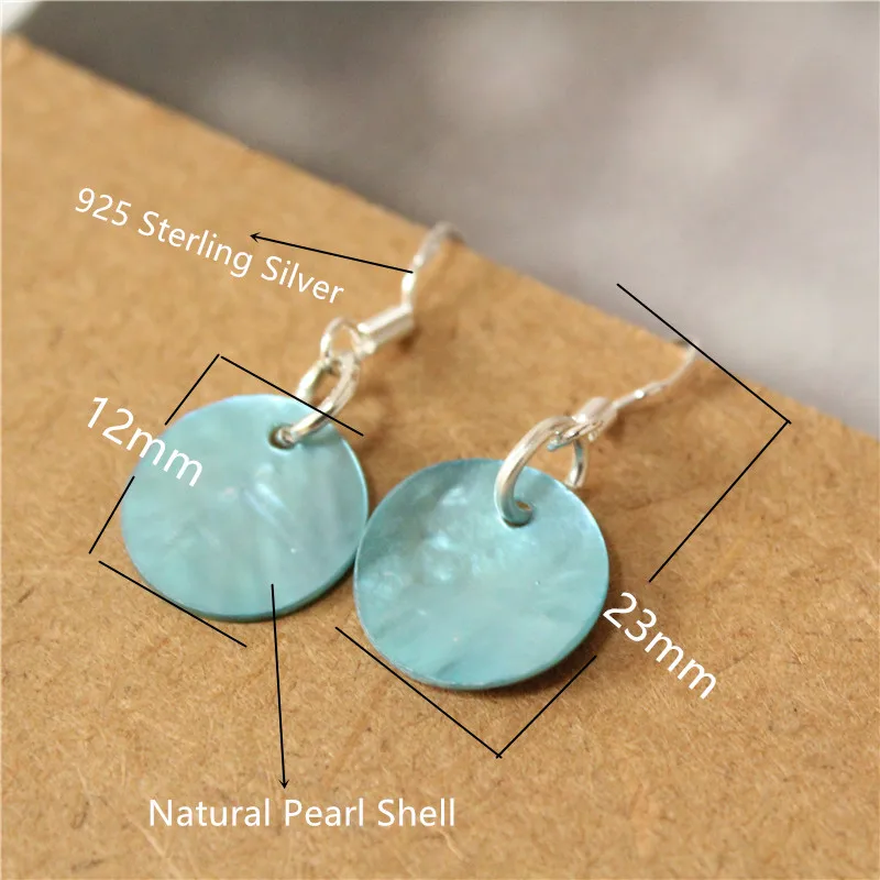 925 Silver Natural Pearl Shell Round Dangle Earrings Free Shipping | Украшения и аксессуары