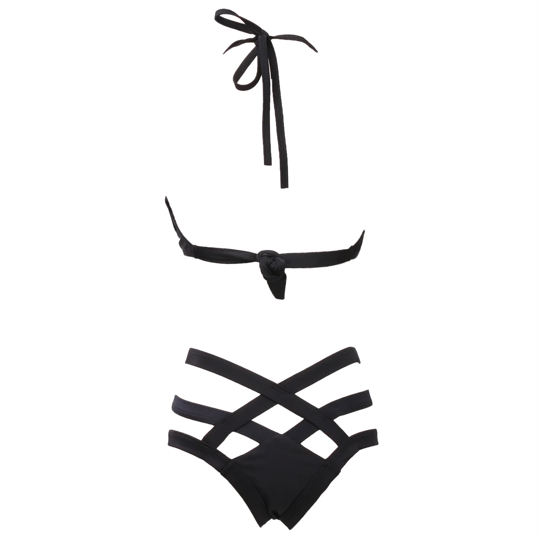 Новинка 2016 бикини с вырезами и высокой талией на косточках пуш ап бандаж высокая