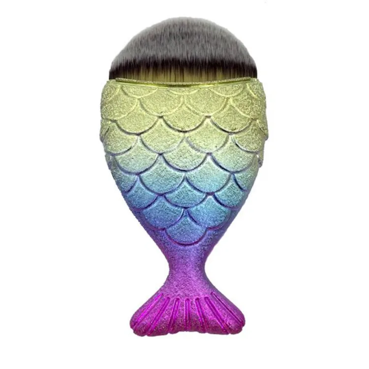 1Pcs Professional Mermaid Shape Makeup Brush Powder Blush Foundation Cosmetic Fish Tools 5 Colors Fishtail Brushes | Красота и