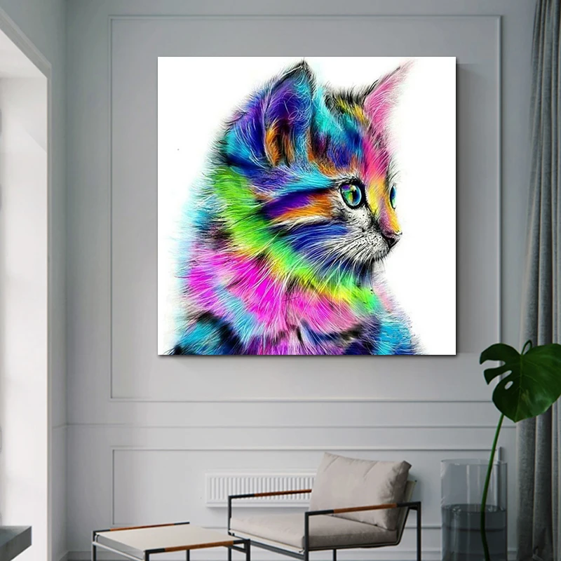 Modern Abstract Wall Art Poster Cat paintings canvas watercolor animal poster kids room home decoration unframed | Дом и сад