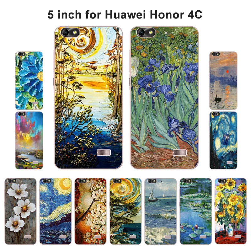 Роскошный мягкий силиконовый чехол для Huawei Honor 4C с масляной росписью защитная
