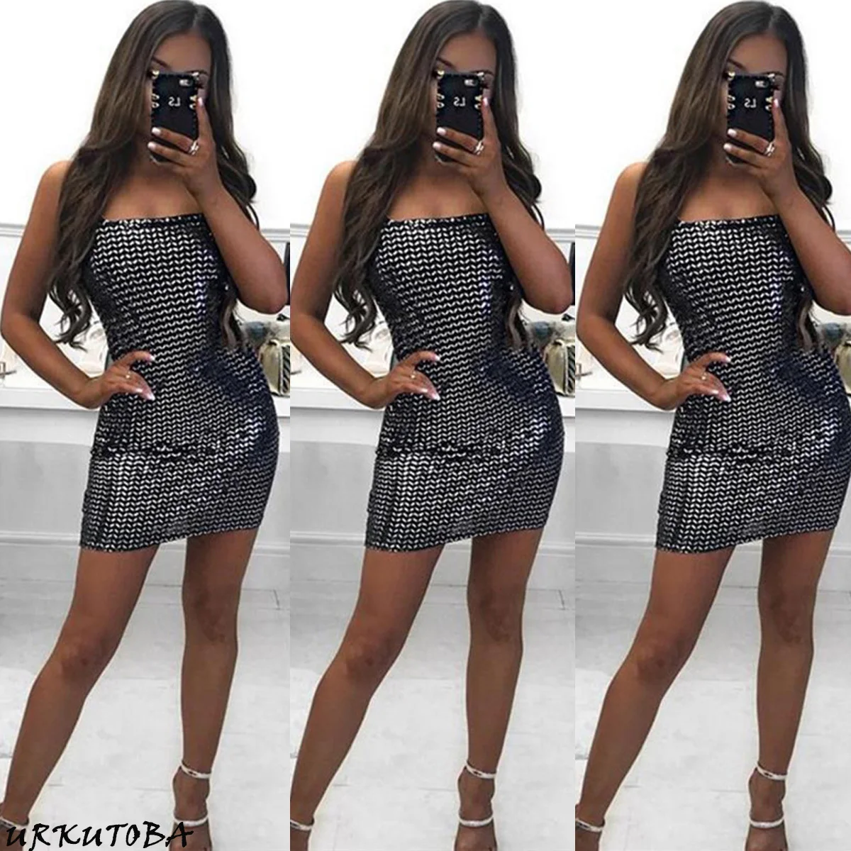 Блестящее женское платье Vestido без рукавов тонкое облегающее платье туника с вырезом лодочкой Клубная одежда Повседневная Платье Карандаш Новое поступление лето