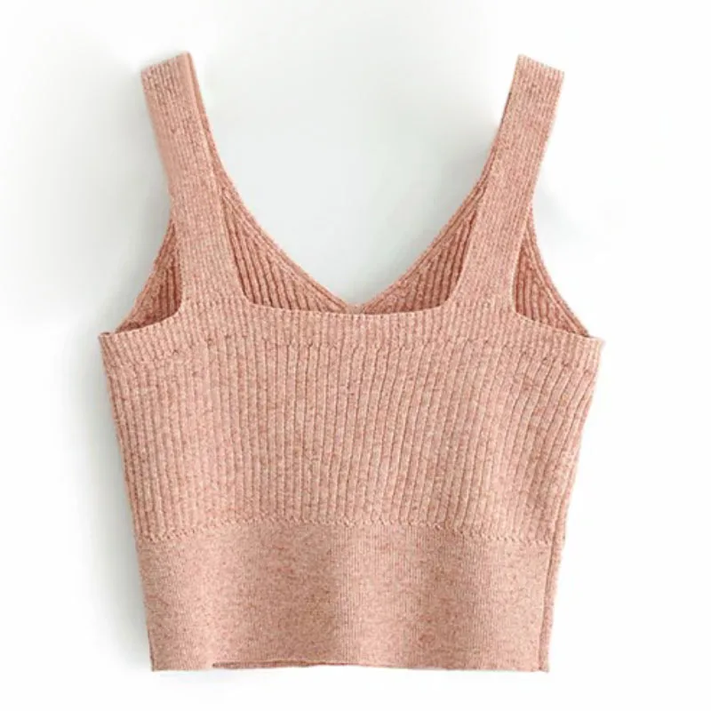 Женская сексуальная однотонная майка на бретельках с v-образным вырезом и