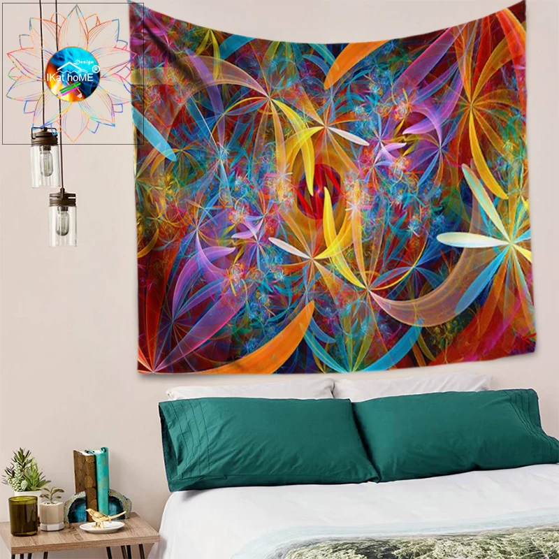 Цветной абстрактный настенный гобелен в стиле бохо хиппи богемное искусство