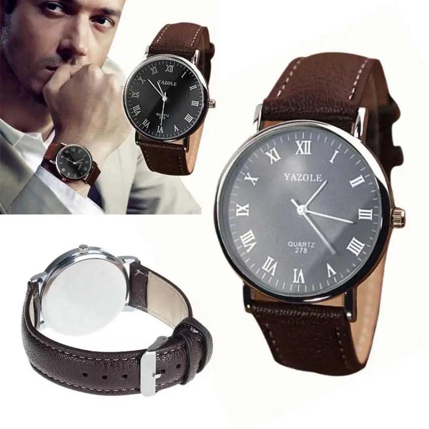 

Men's Watch Luxury Fashion Faux Leather Mens Quartz Analog Watch Watches drop shipping 2018JUL12