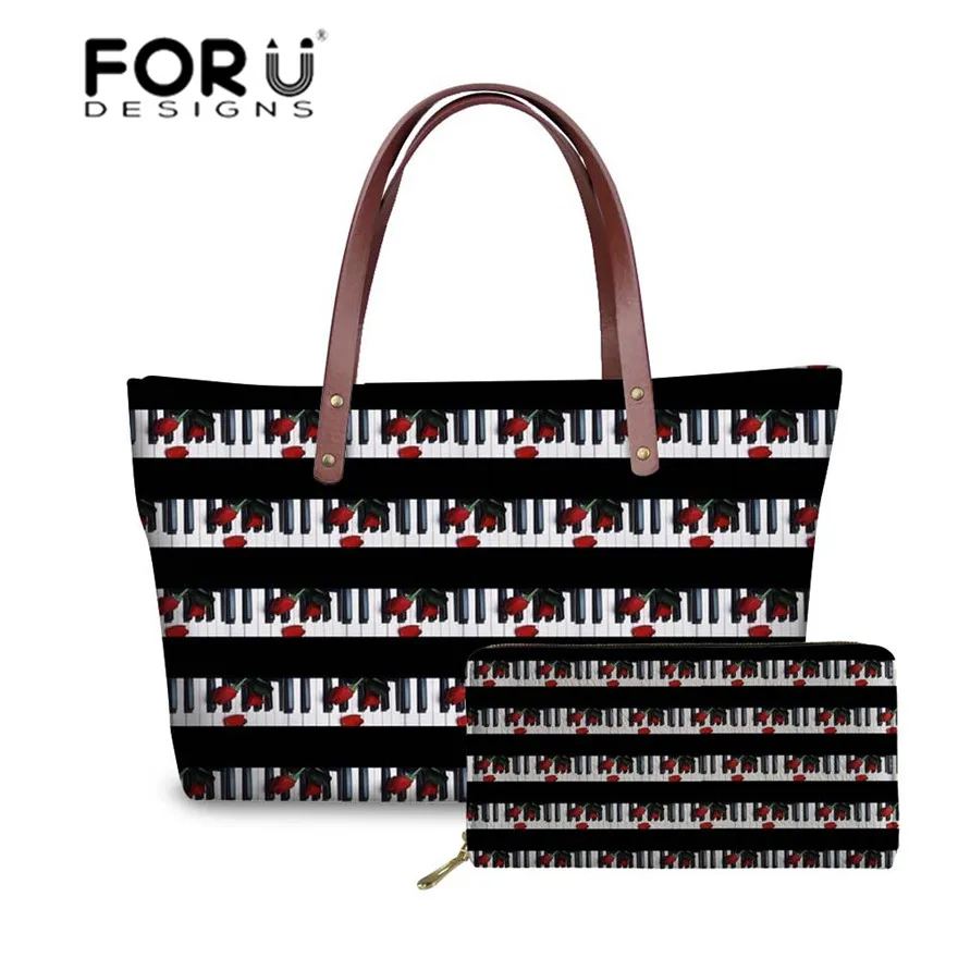 FORUDESIGNS/сумки на плечо с принтом нот для женщин 2 шт./компл. сумки рисунком пианино