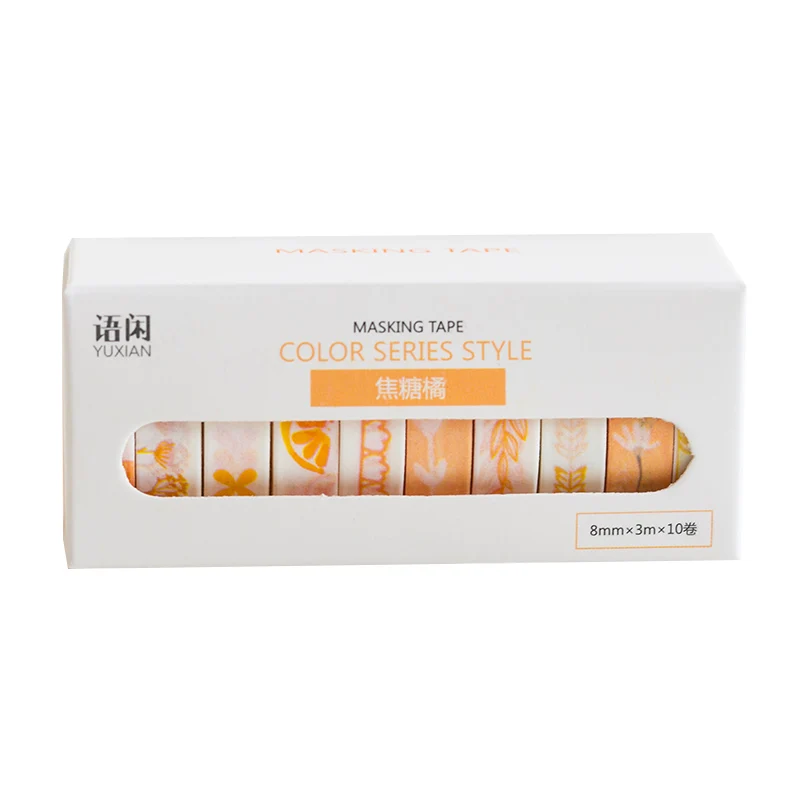 10 рулонов/набор 8mmX3m Базовая васи лента шаблон красочный набор скрапбукинга DIY