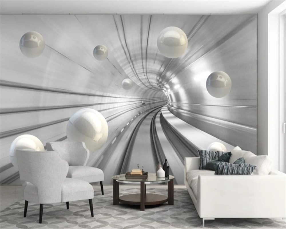Beibehang Custom Living Room Backgrounds Decorative Wallpaper Mural Abstract Tunnel Space Orb 3d carta da parati | Обустройство дома