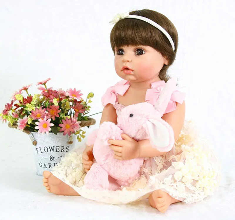 BZDOLL Full Silicone Reborn Baby Doll for Girl Boneca 55cm Vinyl Princess Alive Bebe Newborn Babies Fashion Birthday Gift | Игрушки и