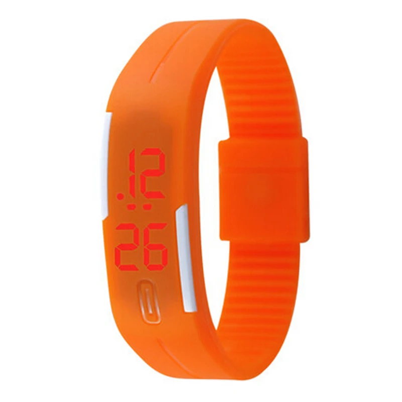 Модные резиновые светодиодный часы Дата спортивный браслет цифровые наручные
