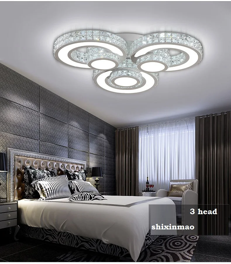 Современный Креативный потолочный светильник с кольцом и кристаллами