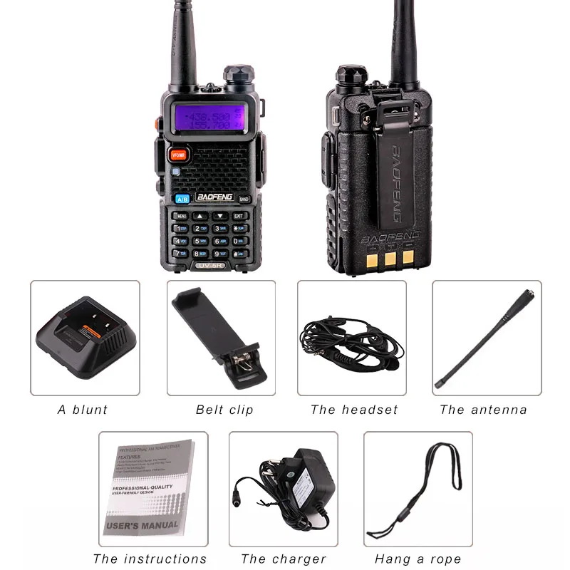 Двухдиапазонная УВЧ радиостанция 5 Вт 128 каналов VOX DTMF uv 5r uv5r Baofeng для