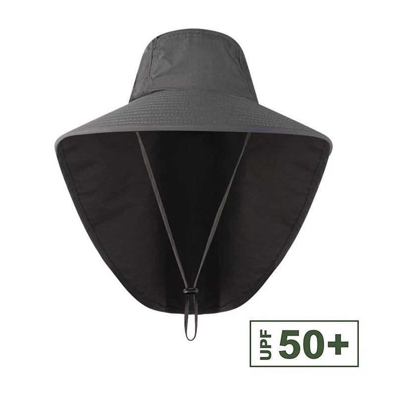 

New Outdoor Solid Color Flap Cap Wide Brim Sunshade Foldable Mesh Sweatband Neck Cover Bucket Hat Sportswear Accessories