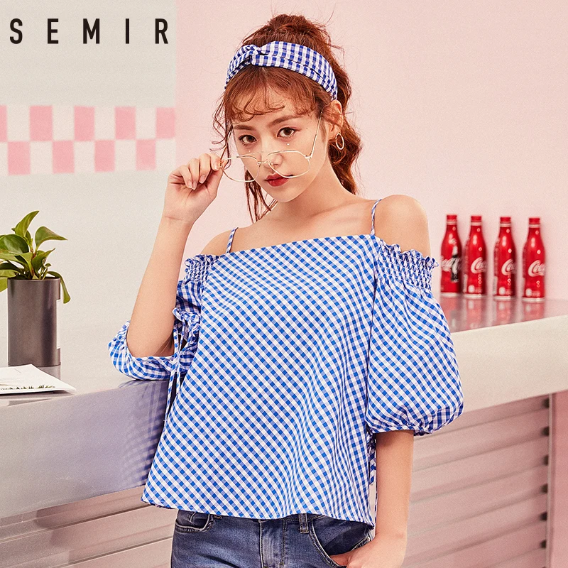 Semir женская блузка с коротким рукавом вырез лодочкой Сексуальная рубашка