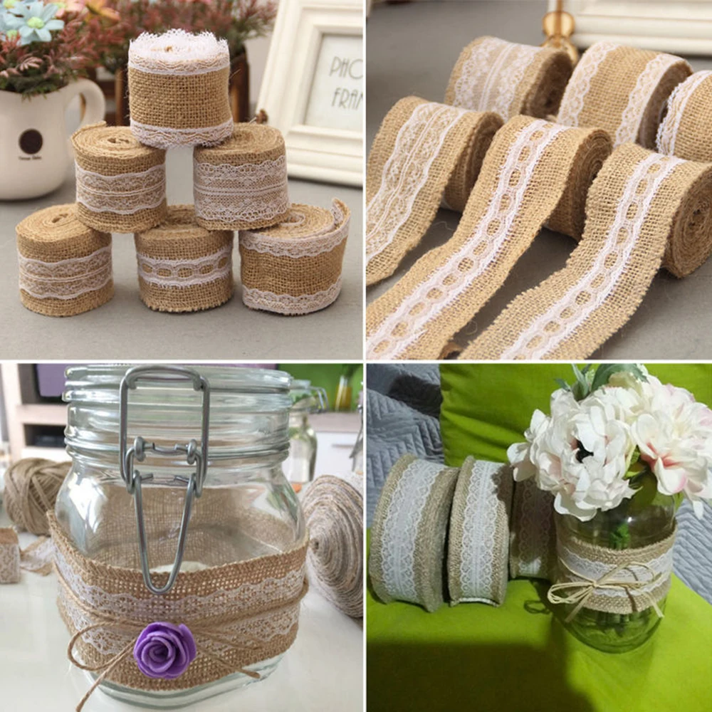 2 м кружево в рулоне окантованная гессианская лента с сизалем кружевная отделка