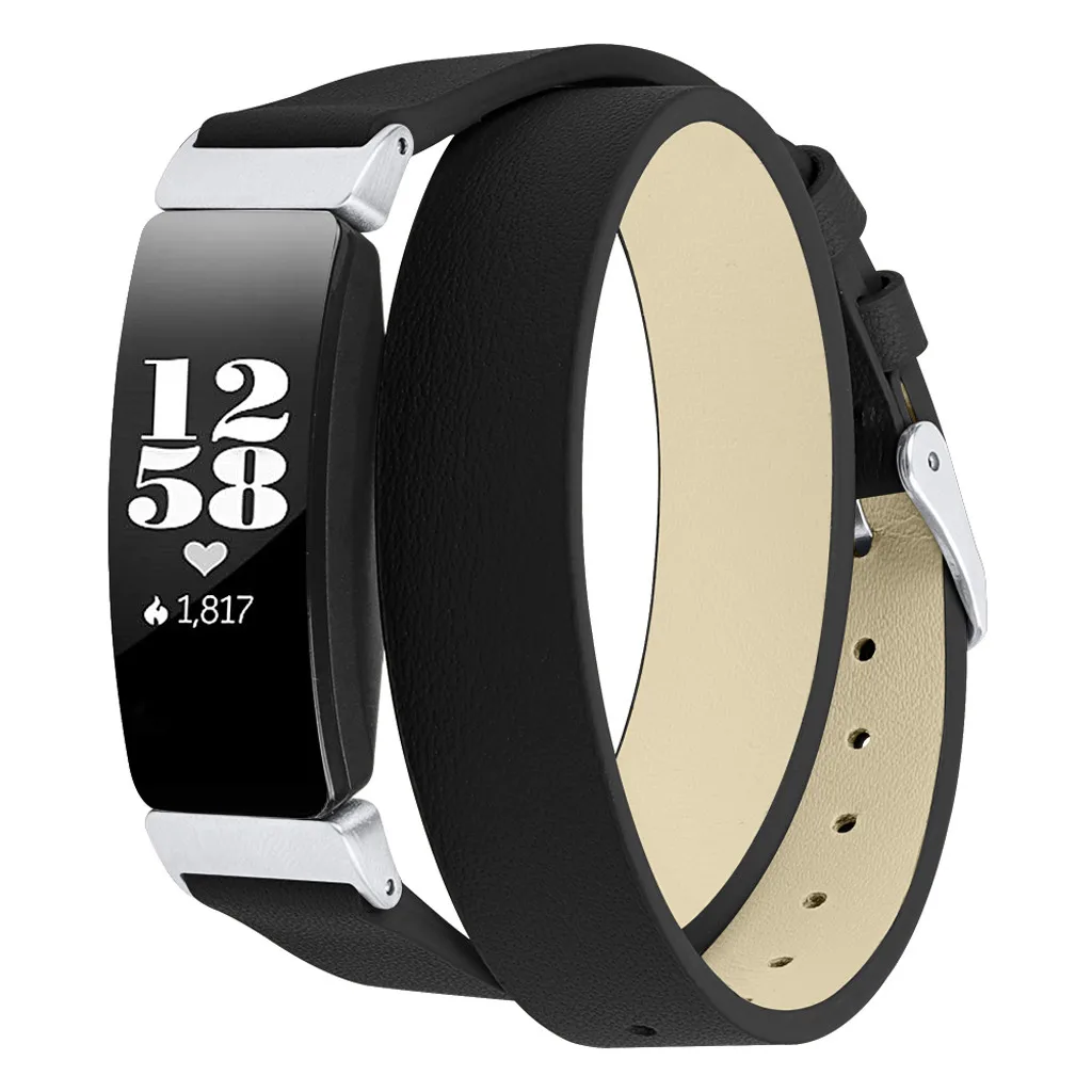 Смарт часы кожаный ремешок для Fitbit Inspire/Inspire HR двойной тур сменный