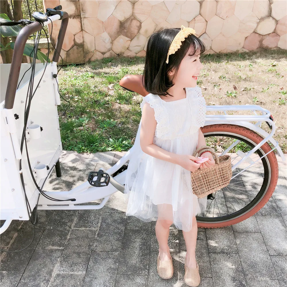 Girls Dresses 2019 Spring New Children's Wear Sweet Embroidery Mesh Stitching Vest Princess Dress | Детская одежда и обувь