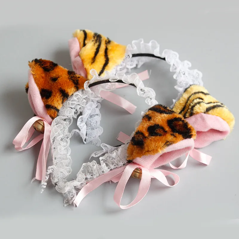 Плюшевые животные кошка леопард тигр уши повязка на голову заколки для волос
