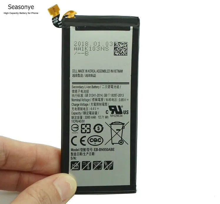 Seasonye 5 шт./лот 3300 мАч/12.71wh eb bn950abe телефон замена Батарея для Note 8 n950 n950u n950n n950f +