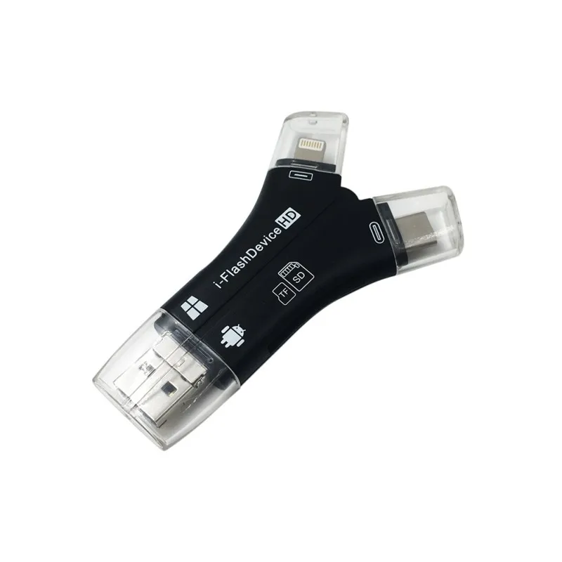 Черный Мини камера SD/TF карта просмотра для iPhone IOS для Ipad Android системы телефонов Laptap PC для Lightning/type C/Micro USB2.0 OTG порт - Цвет: Черный