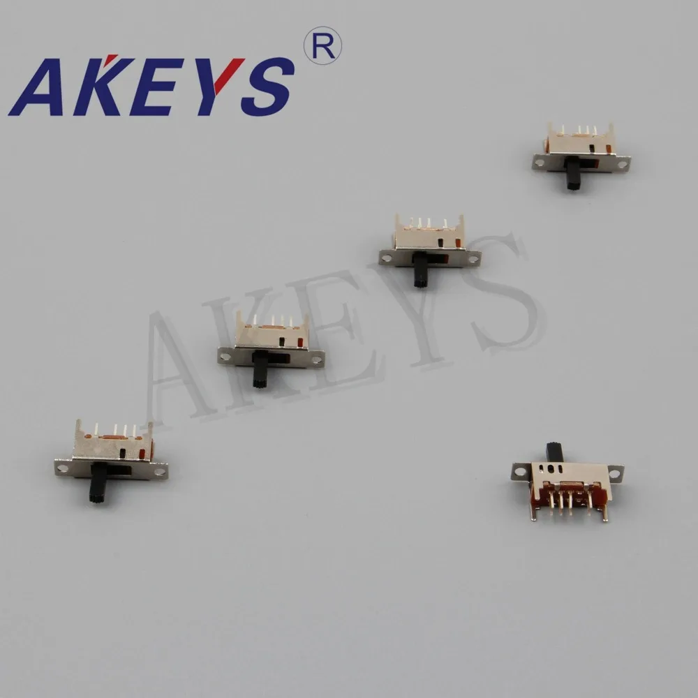 

50PCS SS-23D04 2P3T Double pole three throw 3 position slide switch 8 solder lug pin verticle type with 4 fixed pin
