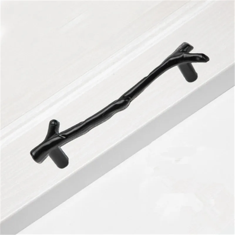 Black 96mm Модная деревянная Мебельная ручка 96 мм 128 мм черная Серебристая бронзовая ручка для кухонного шкафа Ручки для ящиков дверные ручки Фурнитура - Цвет: Black 96mm