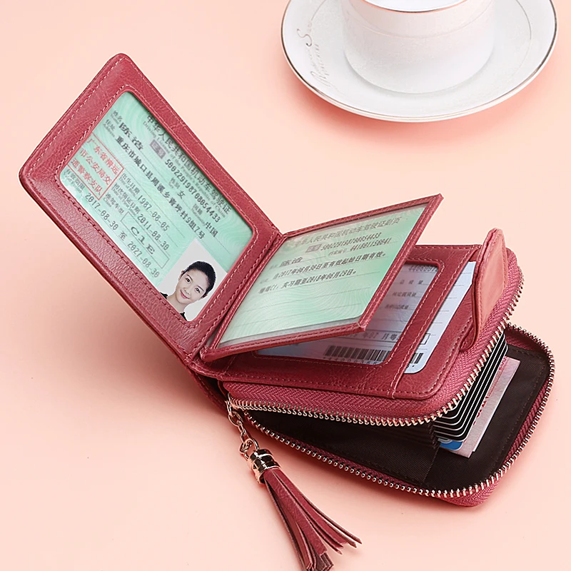 Бренд MAIWEINI для мужчин и женщин из натуральной кожи RFID на молнии держатель