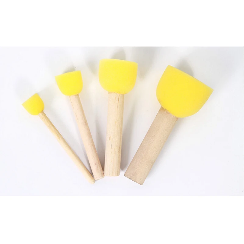 4 шт./компл. губка с деревянной ручкой для искусственного макияжа детская краска