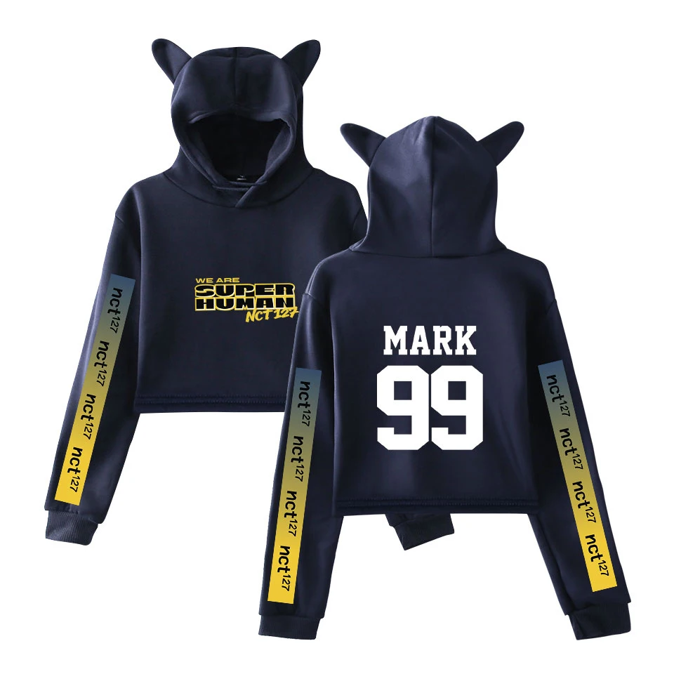 NCT 127 WE ARE SUPERHUMAN Cat Ear толстовка модная Милая женская Повседневная Новинка Kpop Cat Crop Top толстовки Толстовка сексуальная одежда