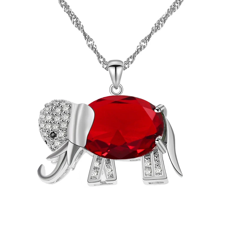 Uloveido Rainbow Elephant Pendant Necklace Chain Animal Necklaces &amp Pendants Silver Color Cute New Year Gifts For Girls N1154 | Украшения