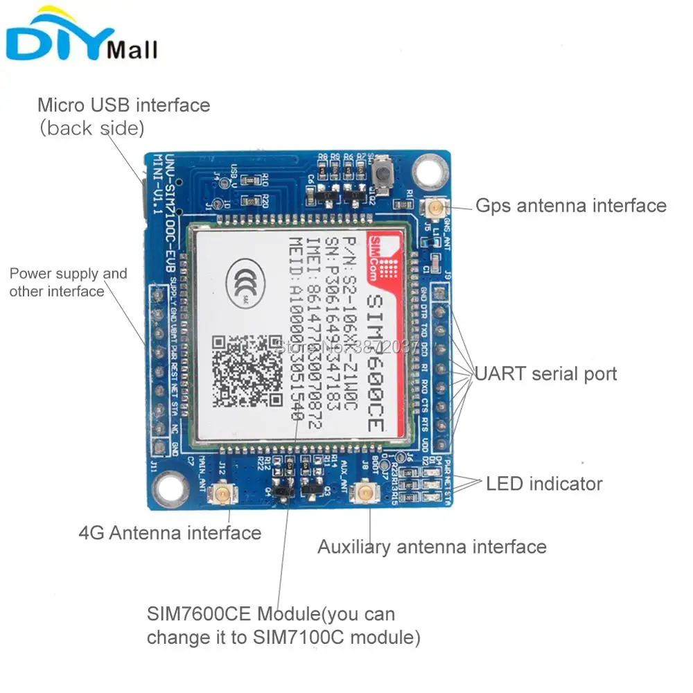 SIM7100C SIM7600CE макетная плата 4G модуль GSM/GPRS/EDGE900/1800 MHz LTE Band|Модули для умного дома| |