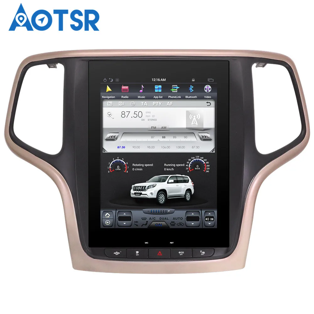 Android Tesla стиль Автомобильный GPS навигатор для JEEP Grand Cherokee 2014-2018 золотой и черный