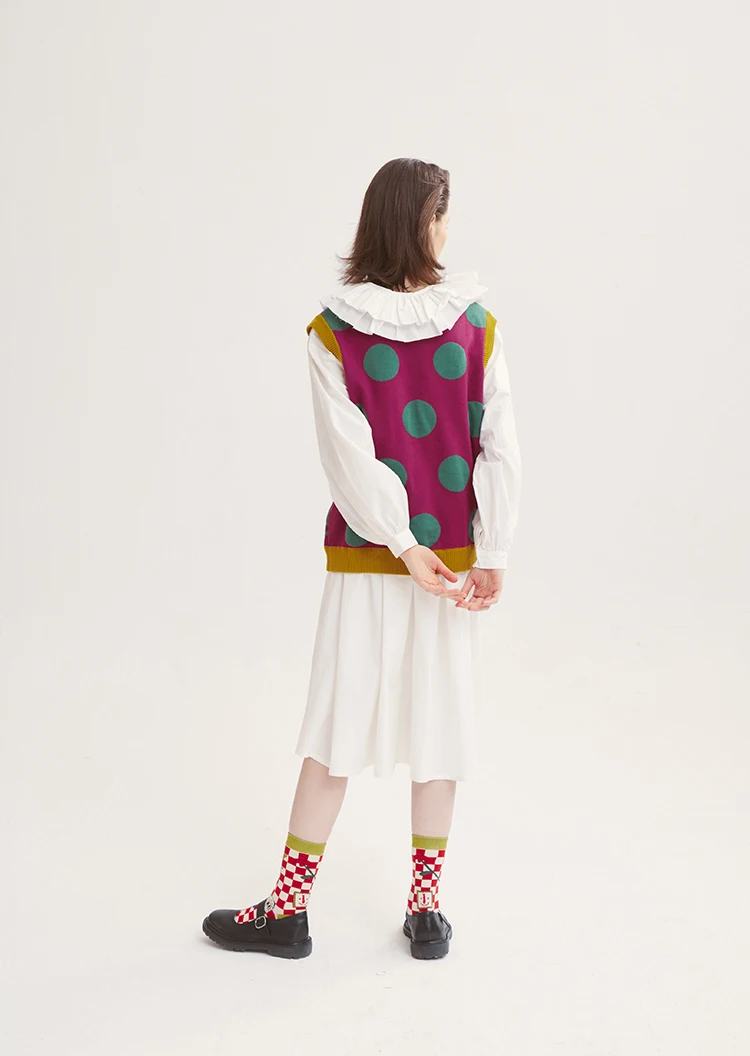 Осень и зима дизайн Harajuku игривый женский свободный свитер Vneck без рукавов Вязанный жилет пуловер Свитера хлопок