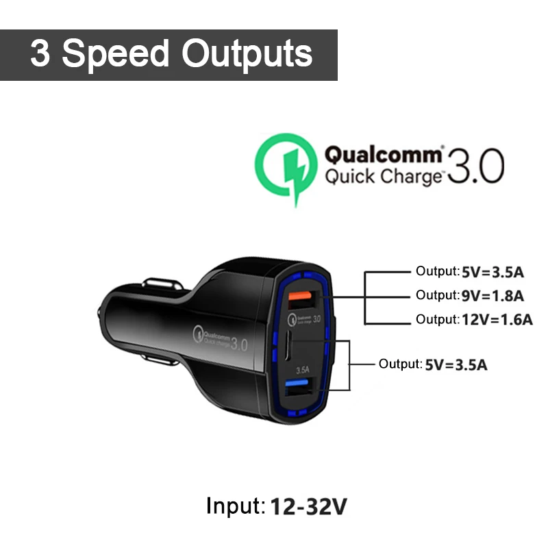 35 W быстрое QC 3,0 usb type-c автомобильное зарядное устройство для мобильного телефона быстрое PD автомобильное зарядное устройство s type C PD 3,0 двойной USB универсальный телефон