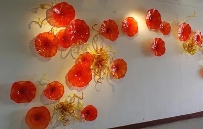 

Free Air Shipping Luxury Hotel Deco Hand Blown Glass Cheap Wall Plates Art
