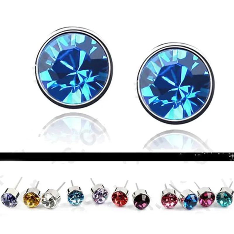 Женские серьги гвоздики из серебра 925 пробы с кристаллами|stone crystal jewelry|stone plugs body