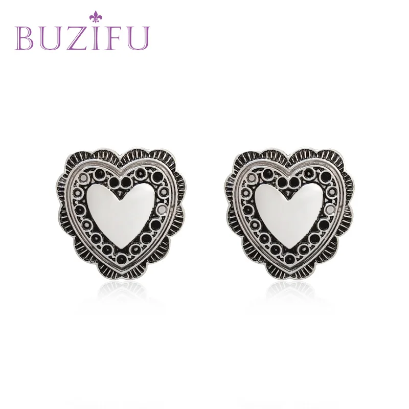 BUZIFU Горячие моды Этническая Винтаж ювелирные изделия резьба полые Gypsy Heart Серьги