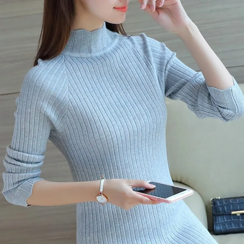 turtlenecks winter 2018 Korean Women sweaters Pullovers Ruffled Sleeve Turtleneck women's pullover sweater for top women | Женская