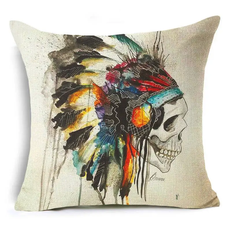 Христианский стиль хлопок лен винтажная богемная Подушка Чехол с черепом чехол