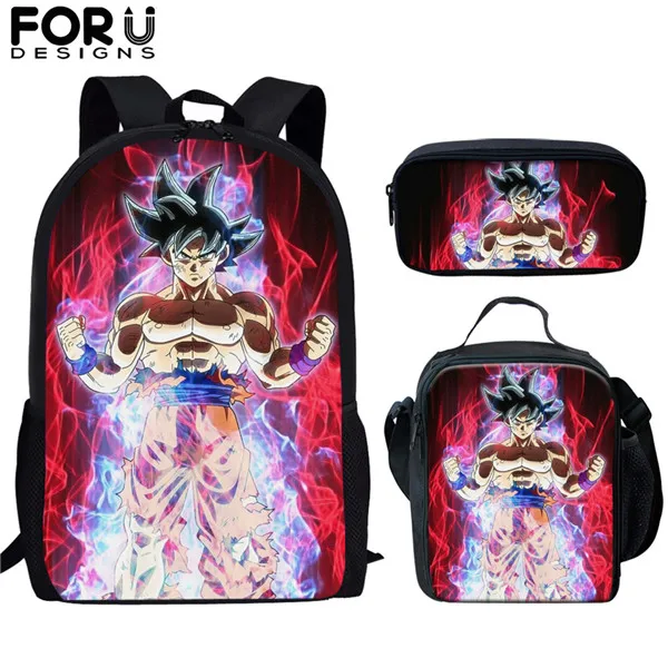FORUDESIGNS/3 комплекта детский школьный рюкзак Dragon Ball Goku Z Веджета супер сайян принт Детский Рюкзак Школьный для подростков студентов мальчиков - Color: HK3164CGK