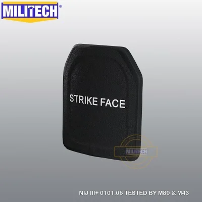MILITECH 10x12 дюймов PE NIJ уровень III+ пуленепробиваемая пластина NIJ 3 Plus 3+ Чистая PE баллистическая панель M80 и AK47 корпус панельная панель - Цвет: STRIKE FACE LOGO