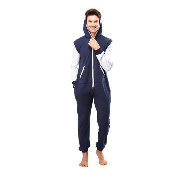Синий Centuryestar Tmall качественная Пижама Hombre Invierno с капюшоном Combinaison Pyjama Homme Hiver цельная Пижама для взрослых мужчин - Цвет: Синий