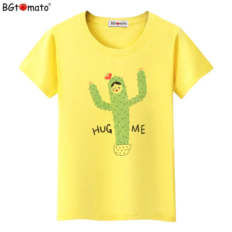 Bgtomato мультфильм Кактус обнимать меня футболки женские брендовые новые милые