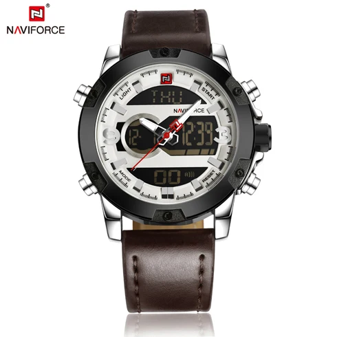 S W DBN NAVIFORCE Мужские часы с кожаным ремешком Аналоговые кварцевые наручные часы модные спортивные армейские часы мужские часы Relogio Masculino - Цвет: S W DBN