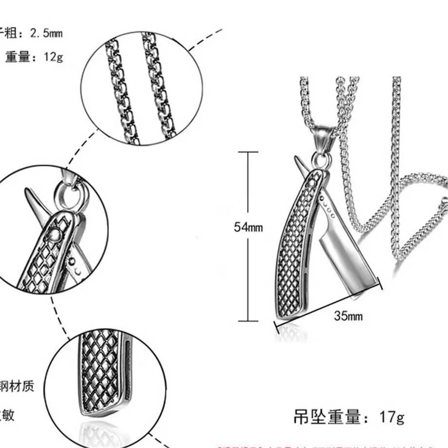 Панк бритвы Подвески с лезвиями ожерелья золотой цвет нержавеющая сталь цепь