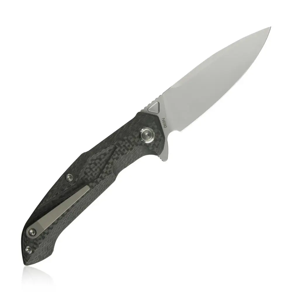 KUBEY KU219 Повседневный складной нож с ручкой из углеродного волокна N690 стальное лезвие тактические наружные карманные ножи