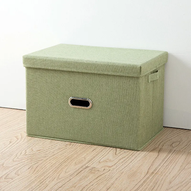 Green S Складной ящик для хранения белья из хлопка и льна, контейнер для хранения вещей, органайзер для игрушек с ручкой - Цвет: Green S
