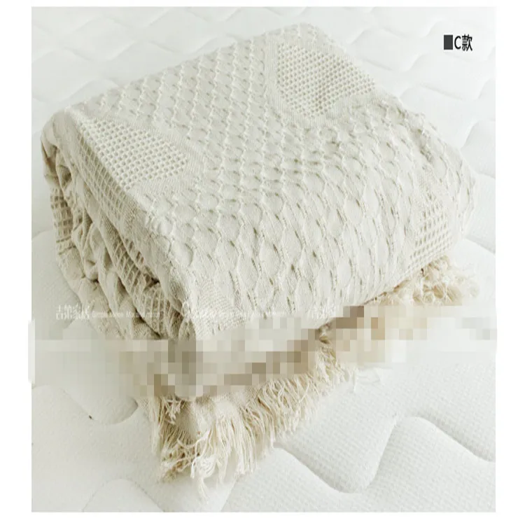 Одеяло в скандинавском стиле с хлопковой нитью утолщенное Тканое покрывало для